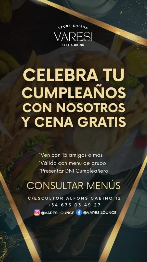 Celebra tu cumpleaños con nosotros y cena gratis