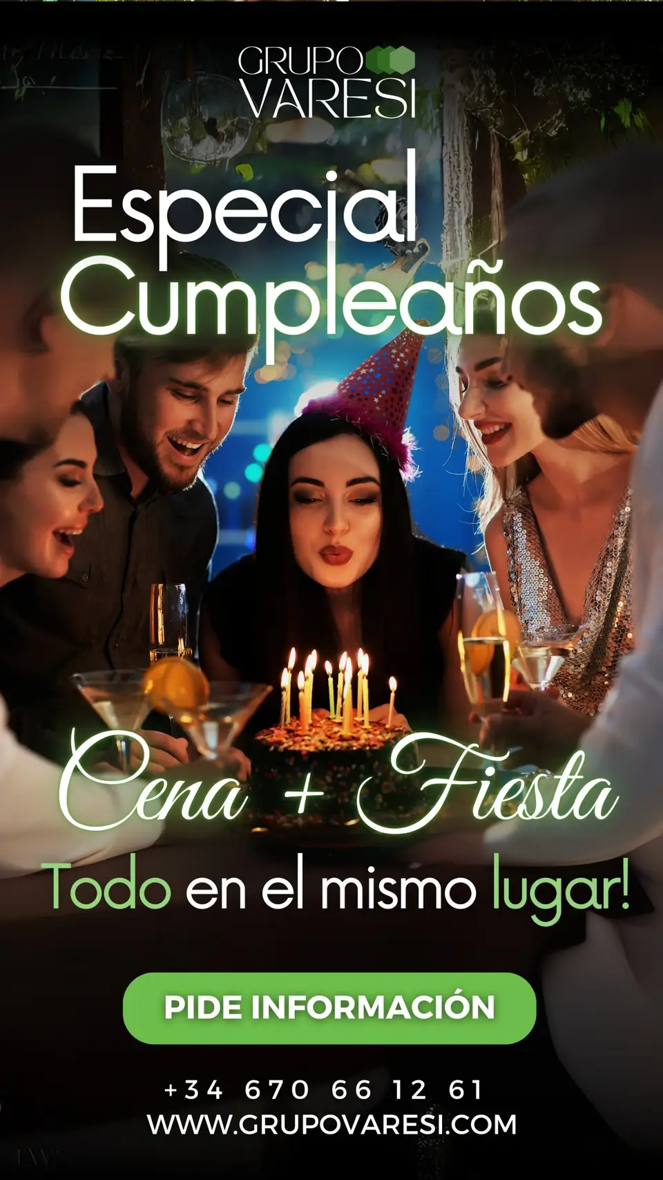 Especial cumpleaños: cena + fiesta, todo en el mismo lugar